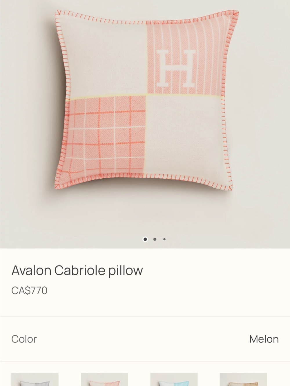 Hermes Patchwork Logo Pillow in Melon and Cream